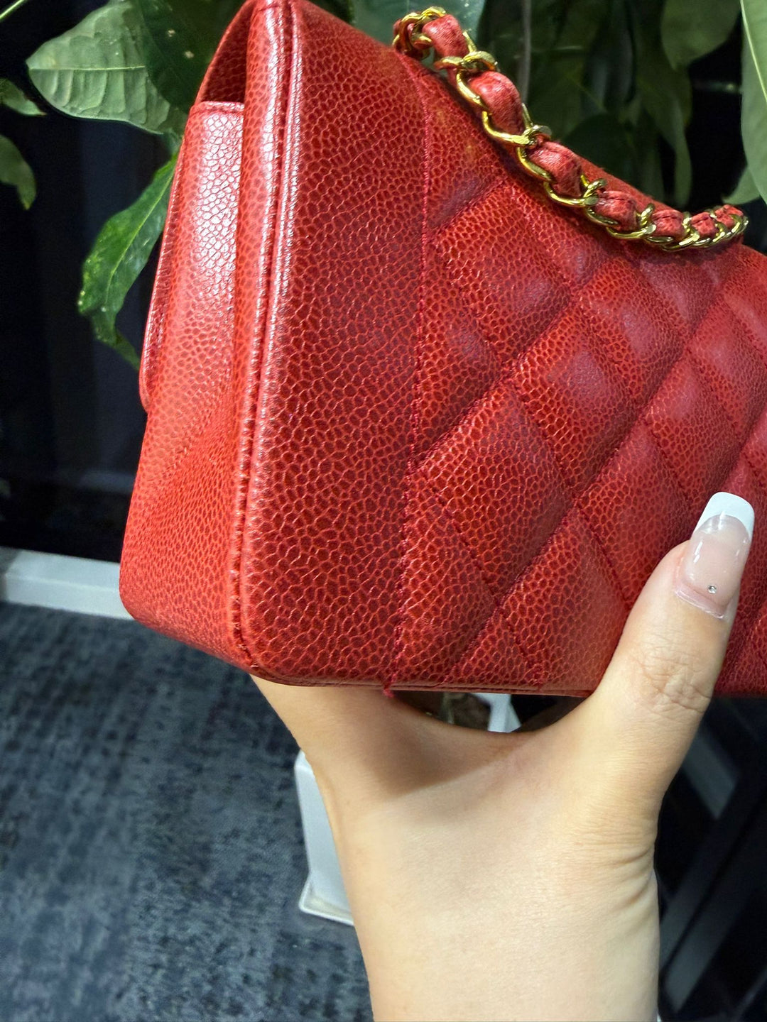 Chanel Small Diana Flap Bag Caviar Red 24K Plated Gold Hardware 1994