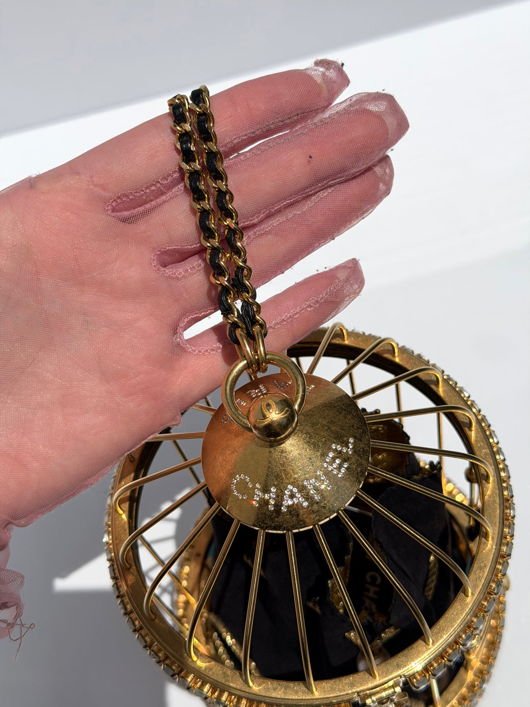 Chanel Bird Cage Minaudière Gold Lambskin Strass Enamel Gold Hardware 2020