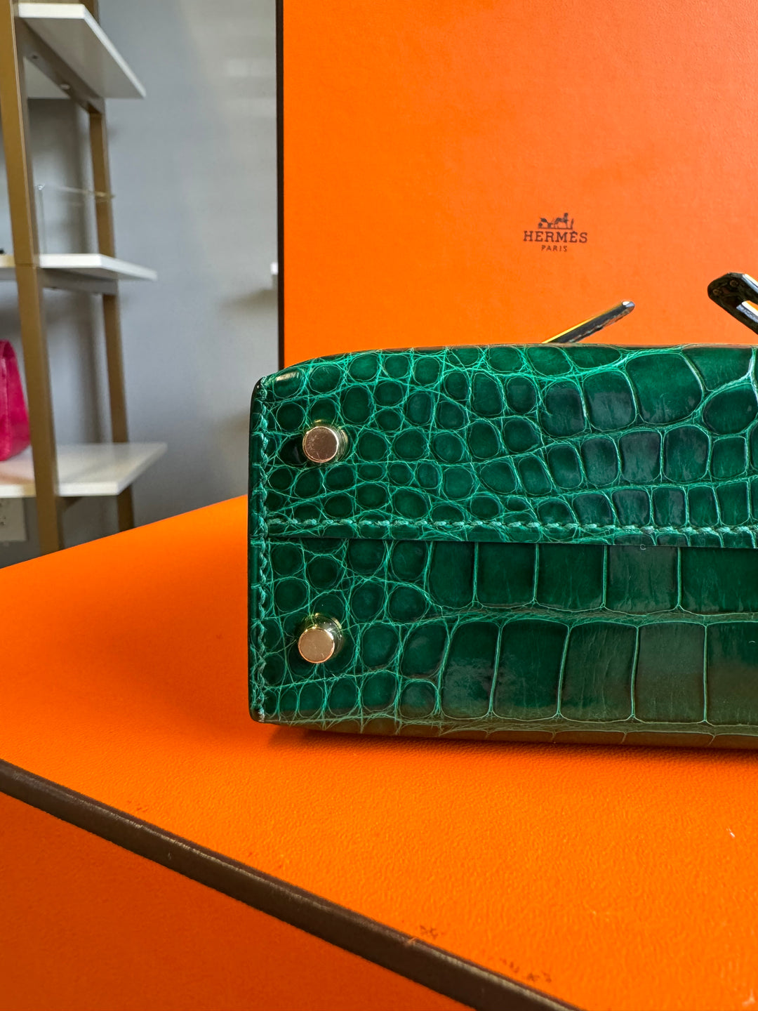 Hermes Emerald Alligator Mini Kelly
