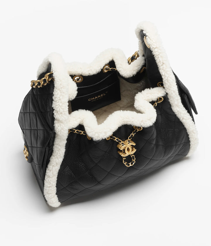Chanel 25 Crumpled Shearling Sheepskin Small Hobo Bag
