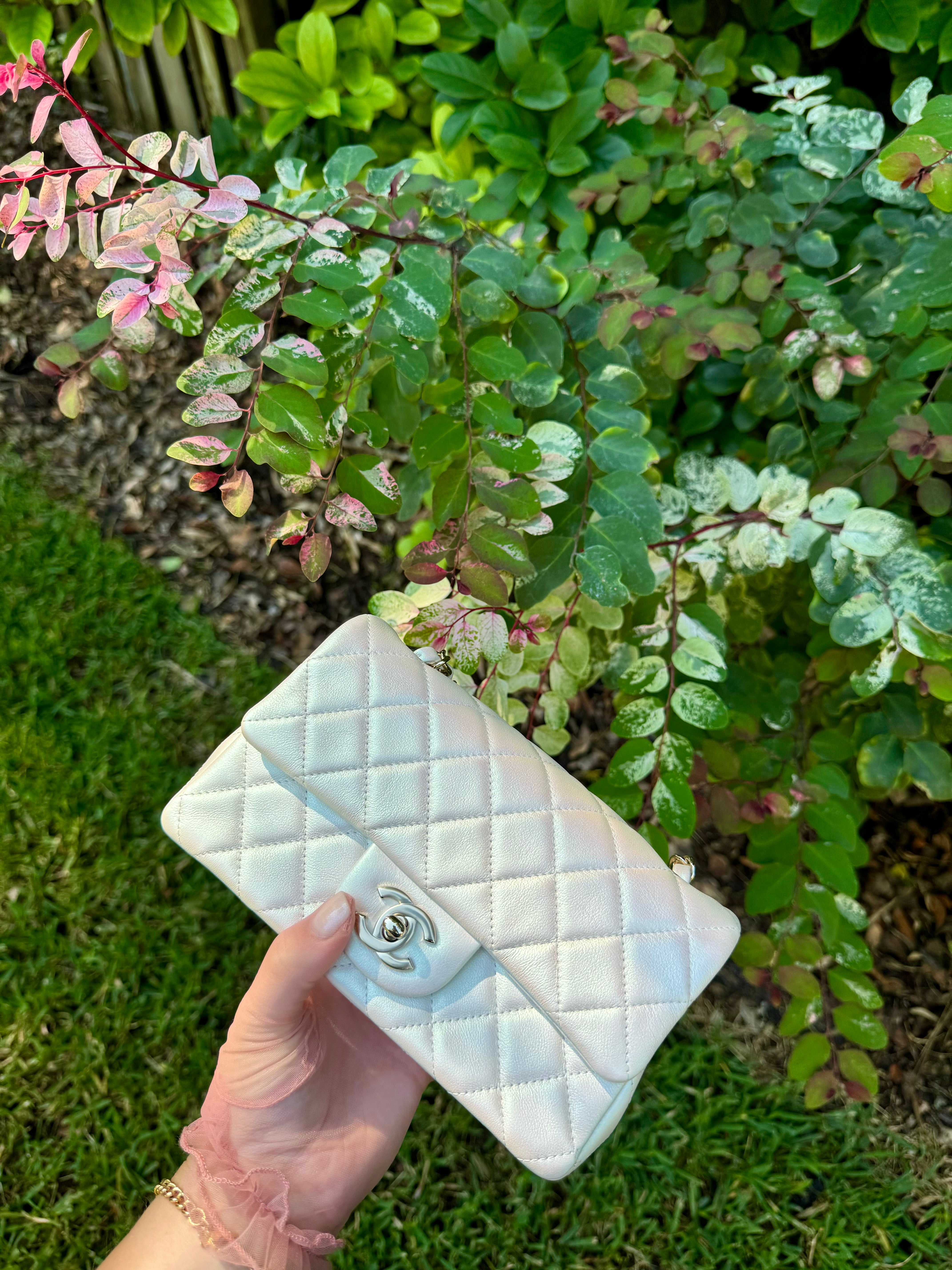 Chanel white iridescent sale