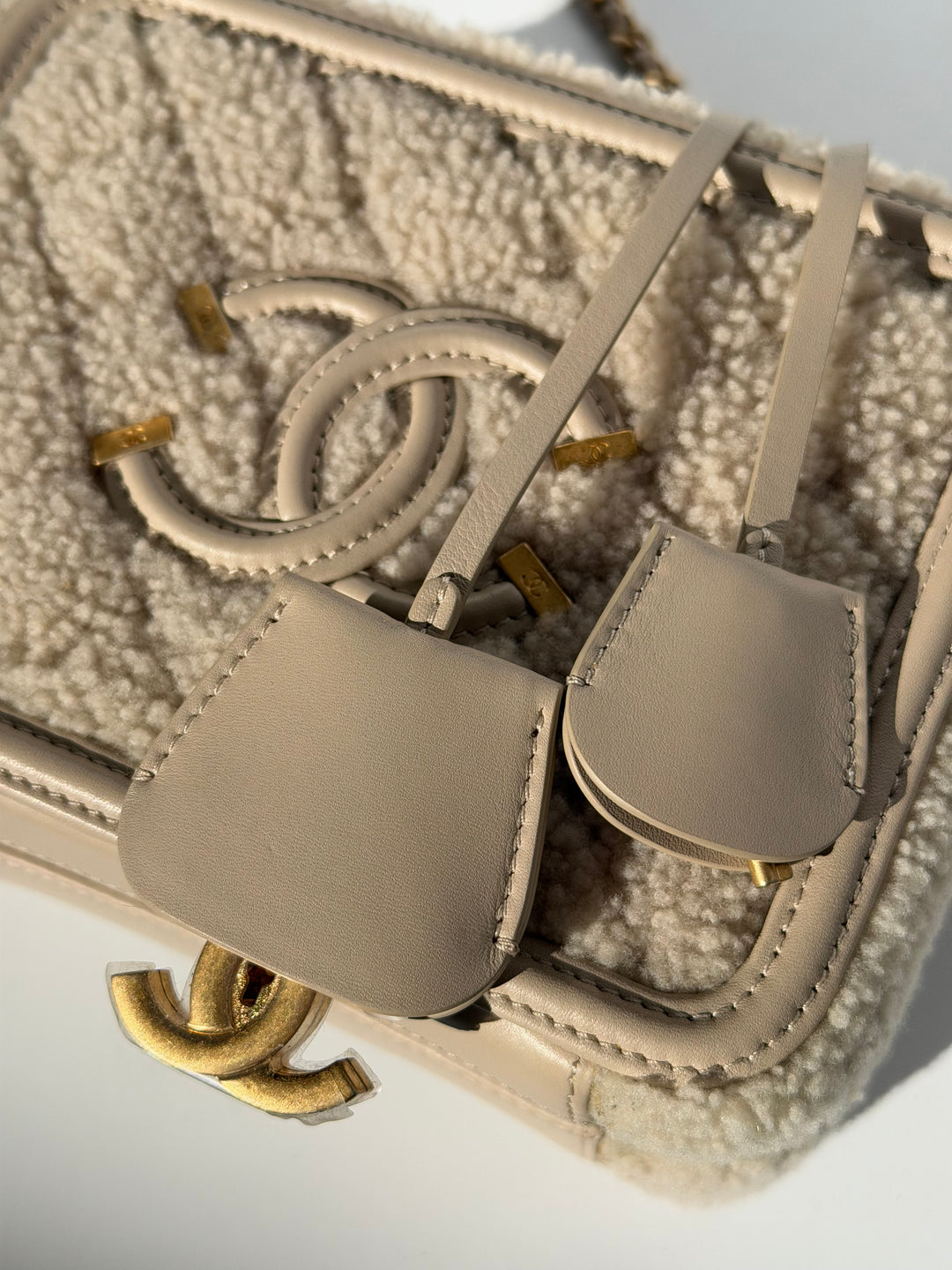 Chanel Small Nude Filigree Shearling Vanity Case