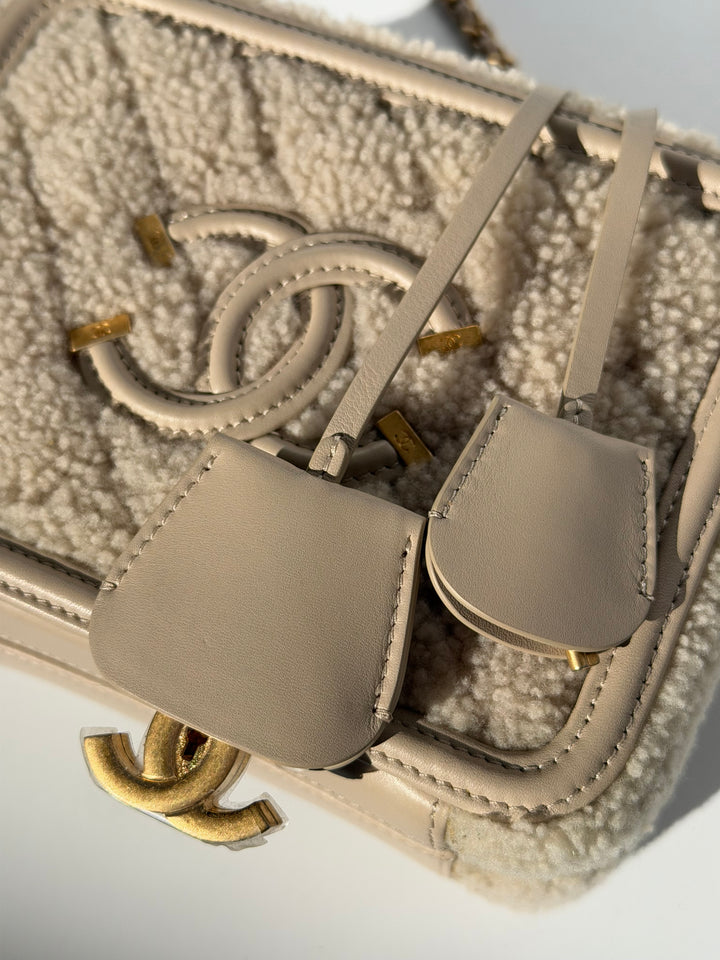 Chanel Small Nude Filigree Shearling Vanity Case