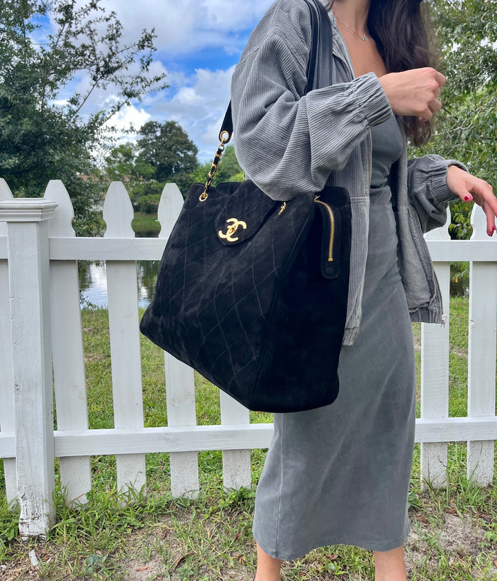 Chanel Rare Vintage Suede XL Supermodel Tote