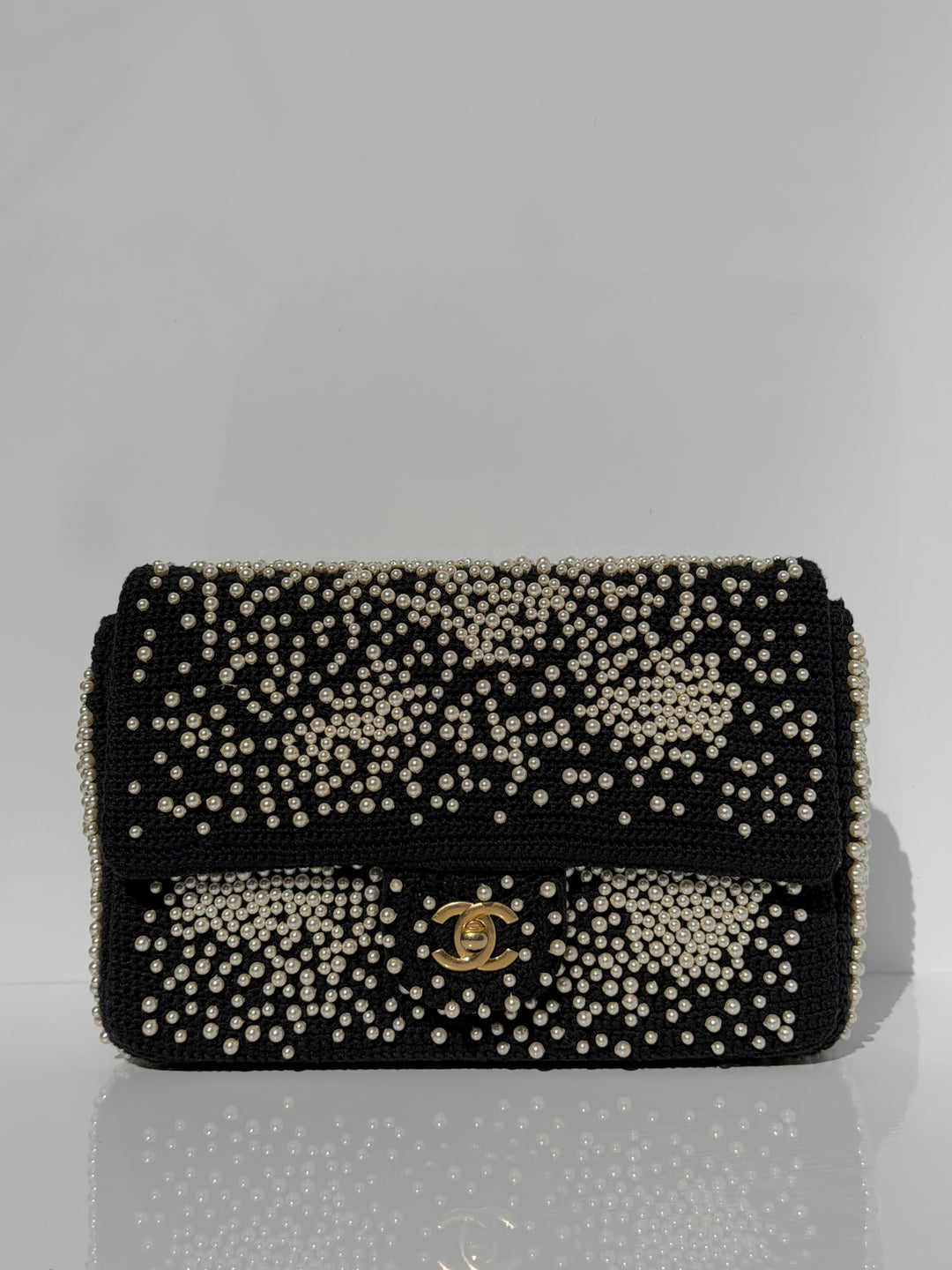 Chanel 17C Medium Flap Bag Pearl Embellished Gold Hardware 2017