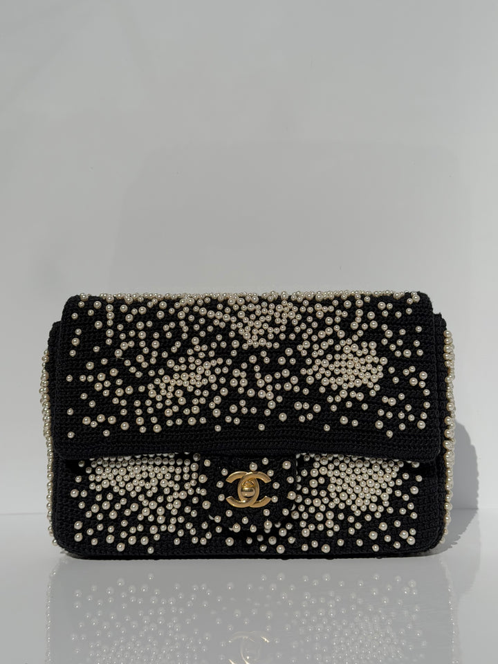 Chanel 17C Medium Flap Bag Pearl Embellished Gold Hardware 2017