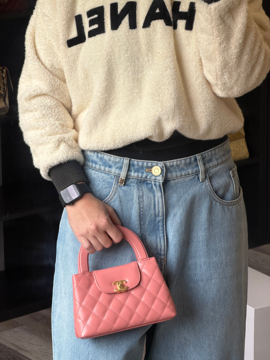 Chanel Medium Kelly Aged Calfskin Pink Gold Hardware 23K