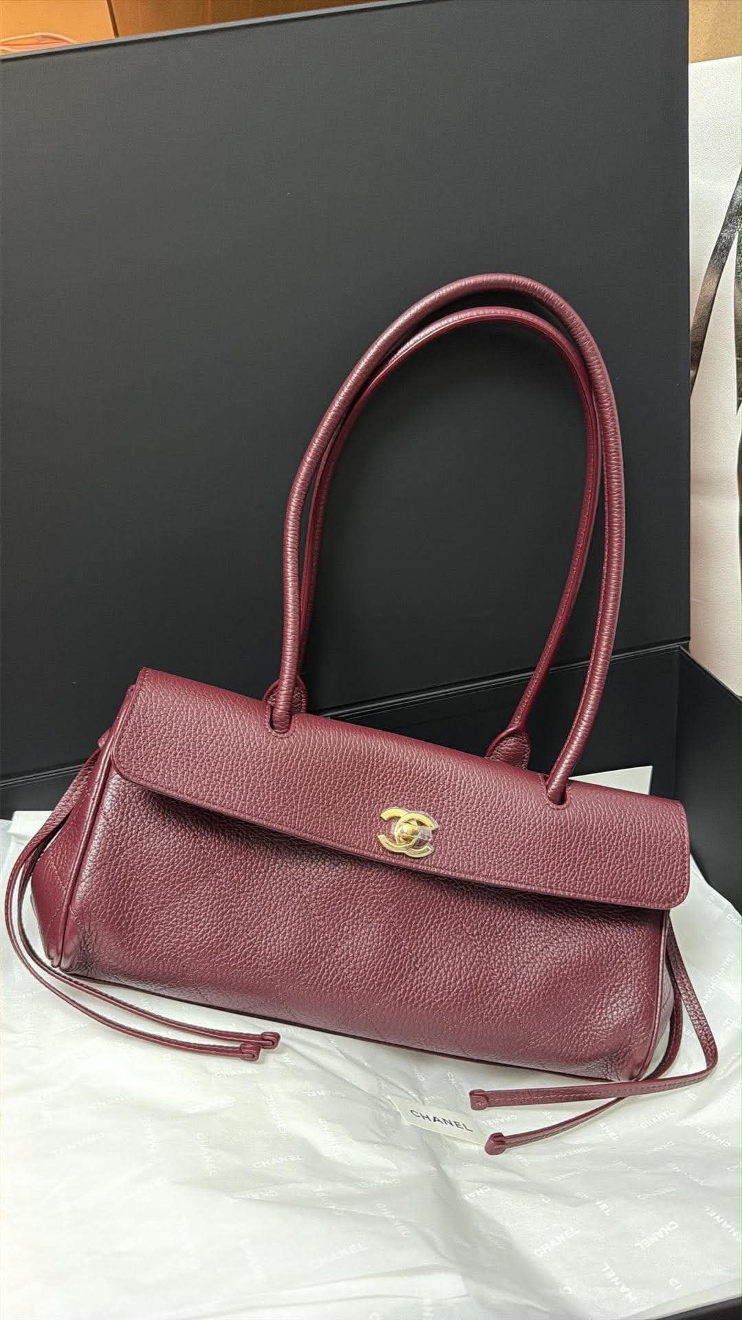 Chanel Urban Essentials Small Shopping Tote Burgundy Grained Calfskin Gold Hardware 2026