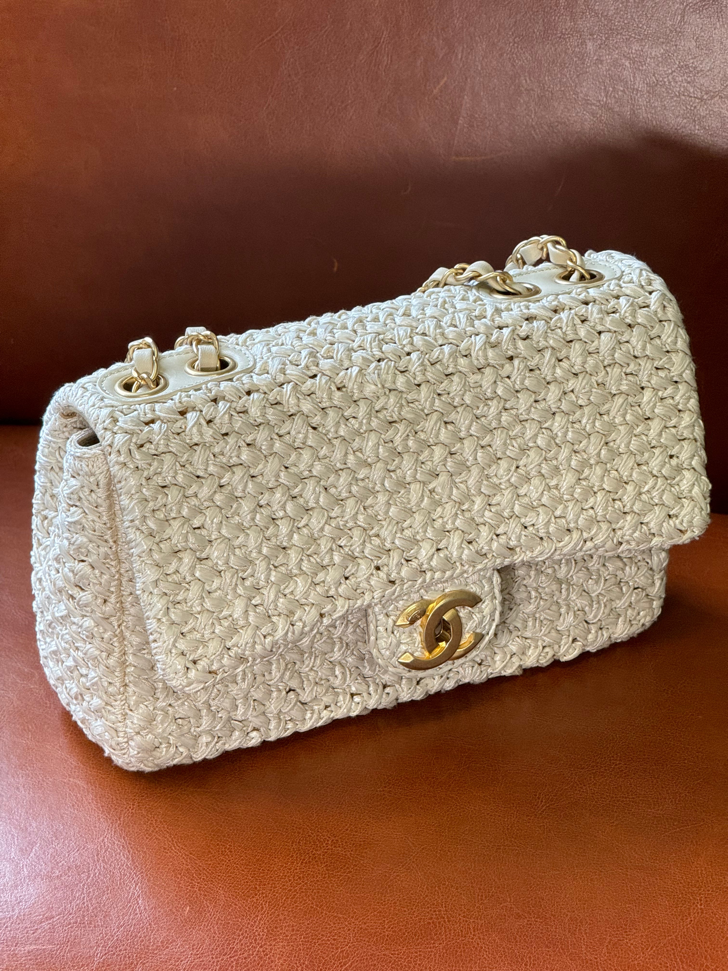 Chanel Raffia Crochet Flap Tan Matte Gold Hardware 18C – Its A Luv