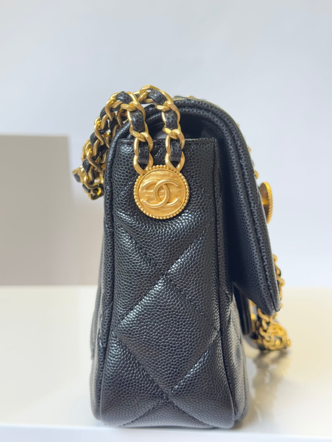Chanel Twist Your Buttons Black Small Caviar Flap Bag