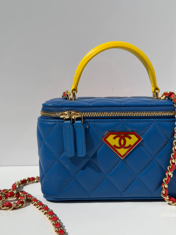 Chanel Superman Long Vanity With Chain Blue Lambskin Gold Hardware Métiers d’Art 2026