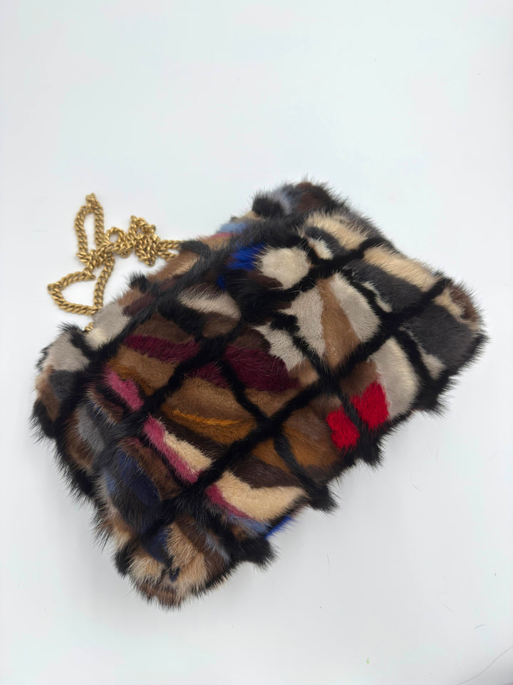 Chanel Multicolor Maxi Mink Fur Single Flap Bag