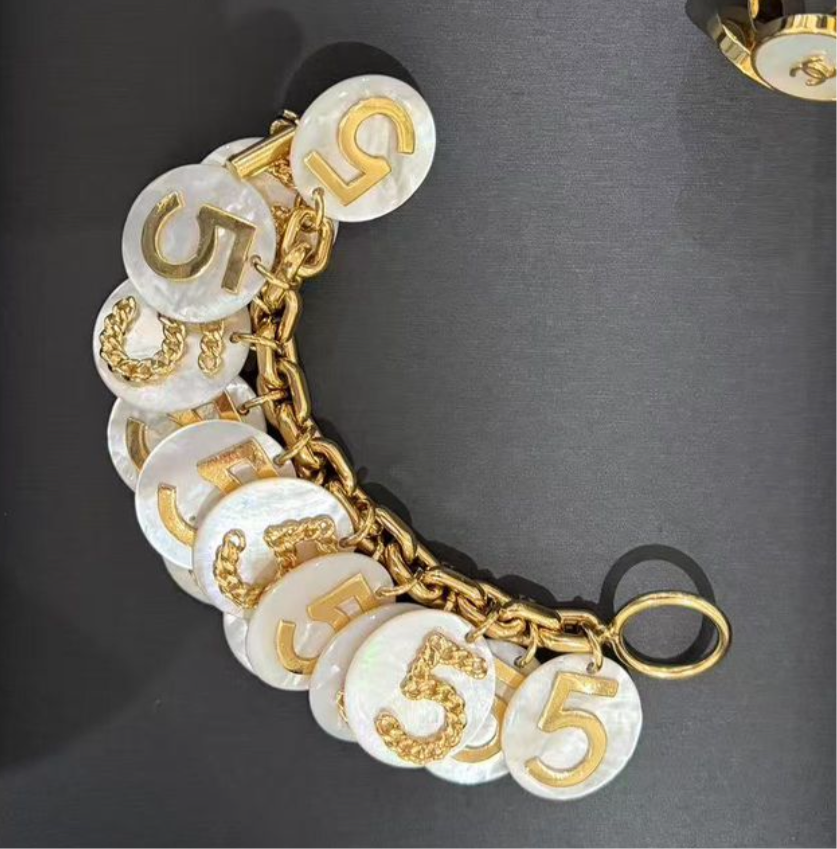 Chanel Vintage Mother of Pearl N°5 Charm Bracelet