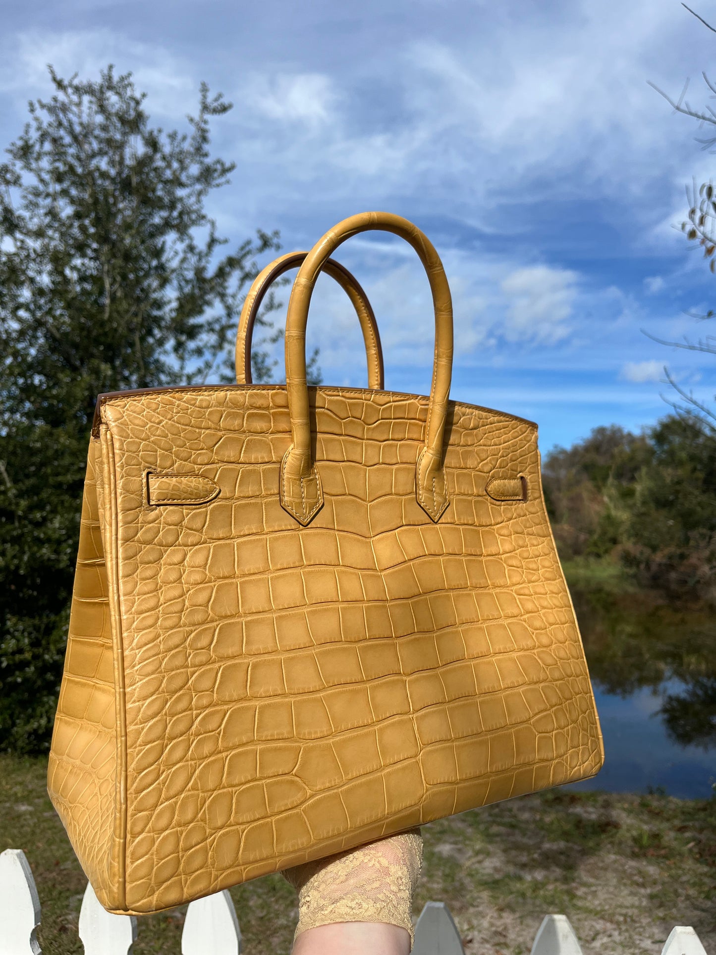 Hermes Poussiere Matte Croc Birkin 35 GHW