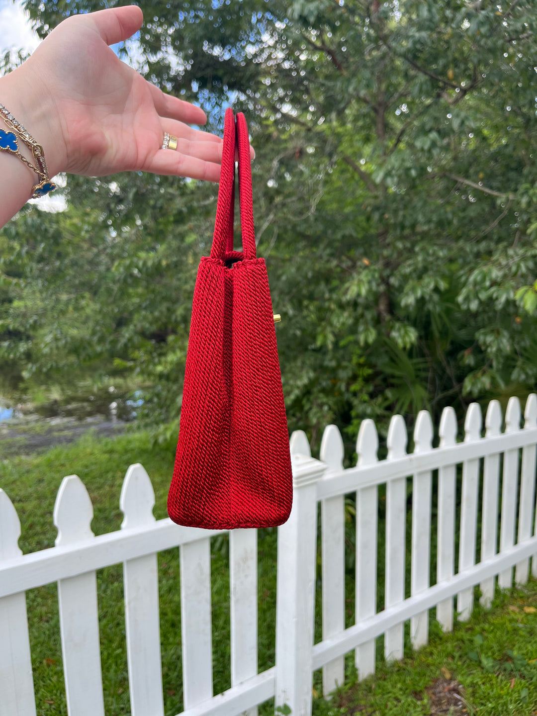 Chanel Vintage Medium Red Rope Kelly Top Handle