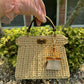 Fendi Peekaboo ISeeU Petite Sand Raffia Bag + Fendi Charm