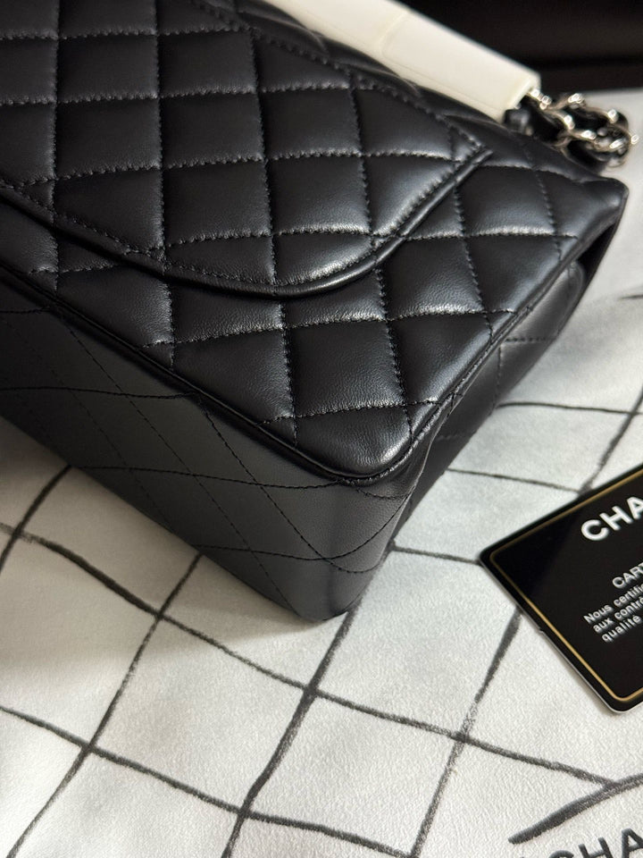 Chanel Small Classic Double Flap Lambskin Black Silver Hardware 2020