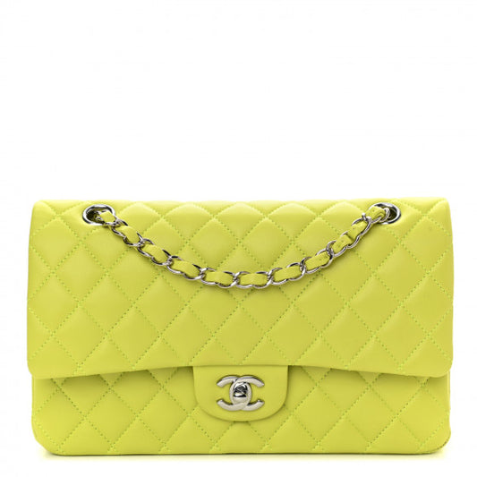Chanel 21S Yellow Neon Lambskin Medium Flap Bag