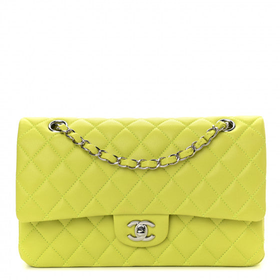 Chanel 21S Yellow Neon Lambskin Medium Flap Bag