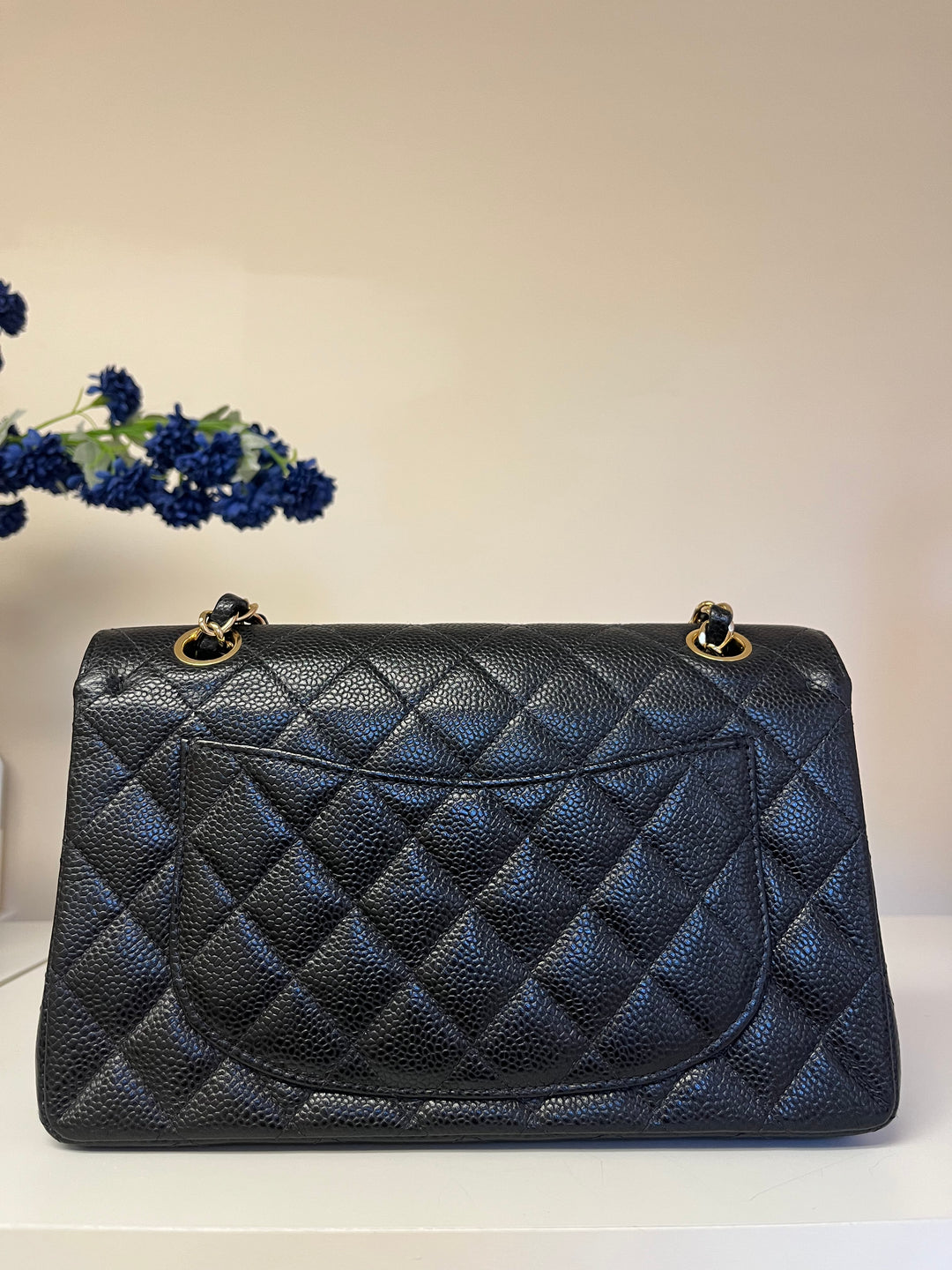 Chanel 7 Series Black Small Vintage Caviar Classic Flap Bag