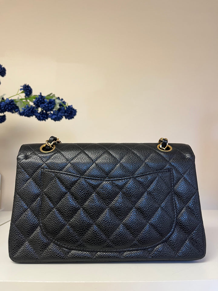 Chanel 7 Series Black Small Vintage Caviar Classic Flap Bag