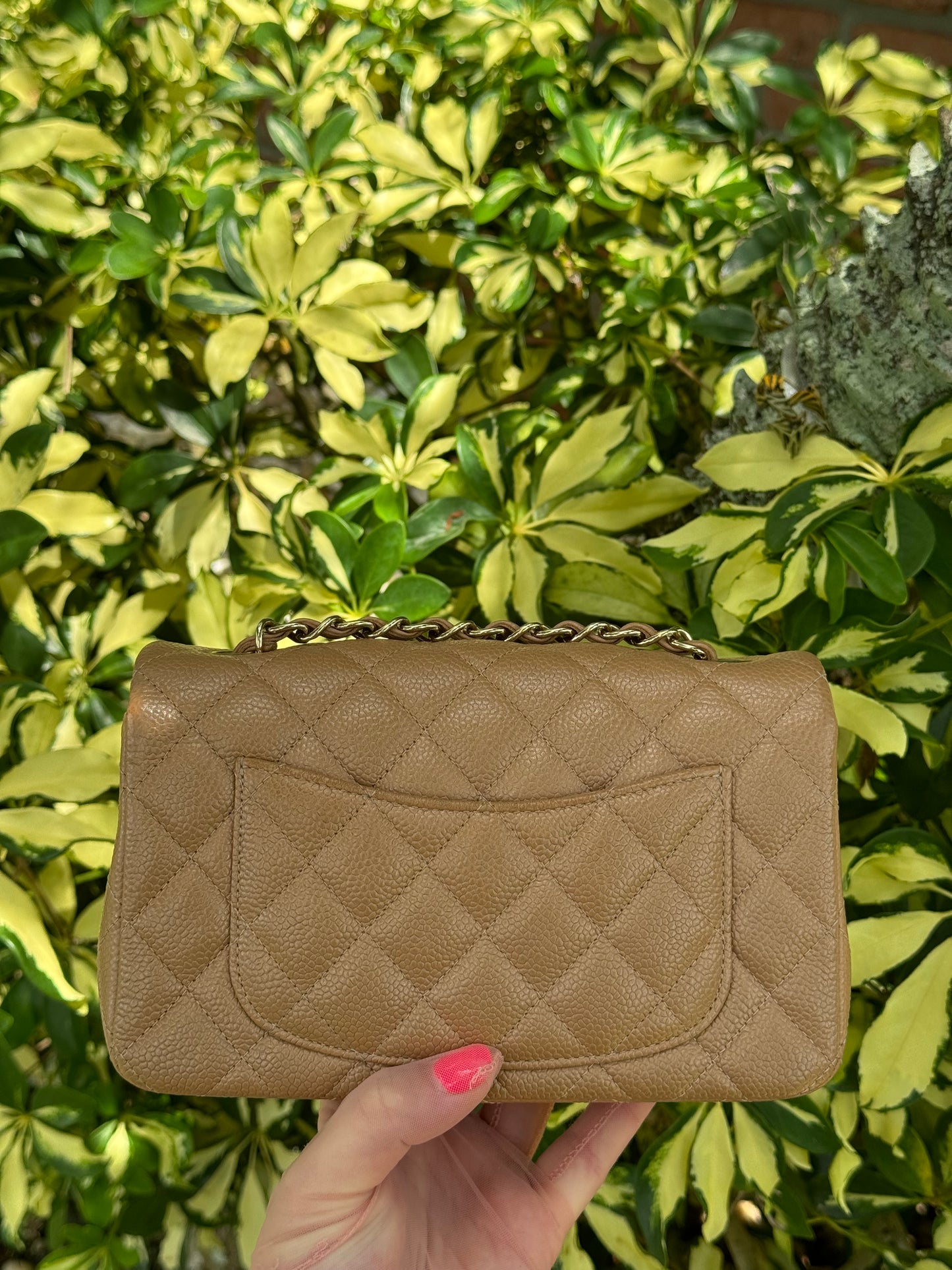 Chanel 18S Dark Beige Caviar Mini Flap Bag