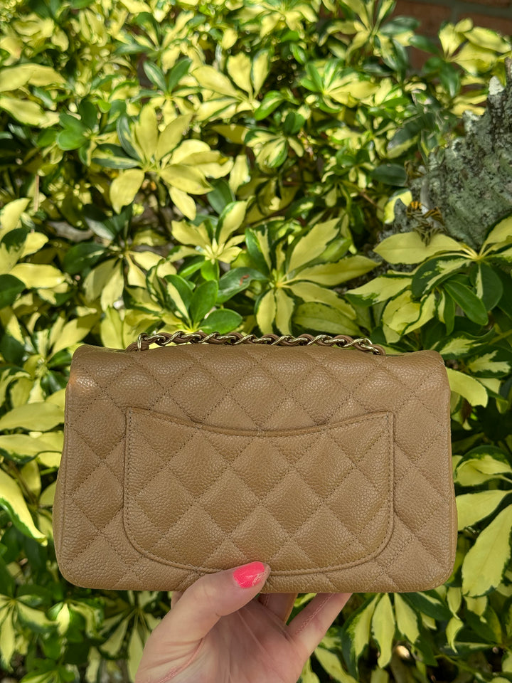 Chanel 18S Dark Beige Caviar Mini Flap Bag
