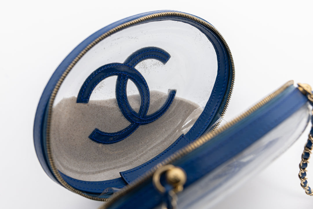Chanel Sandbag Minaudière Blue PVC Gold Hardware 2019