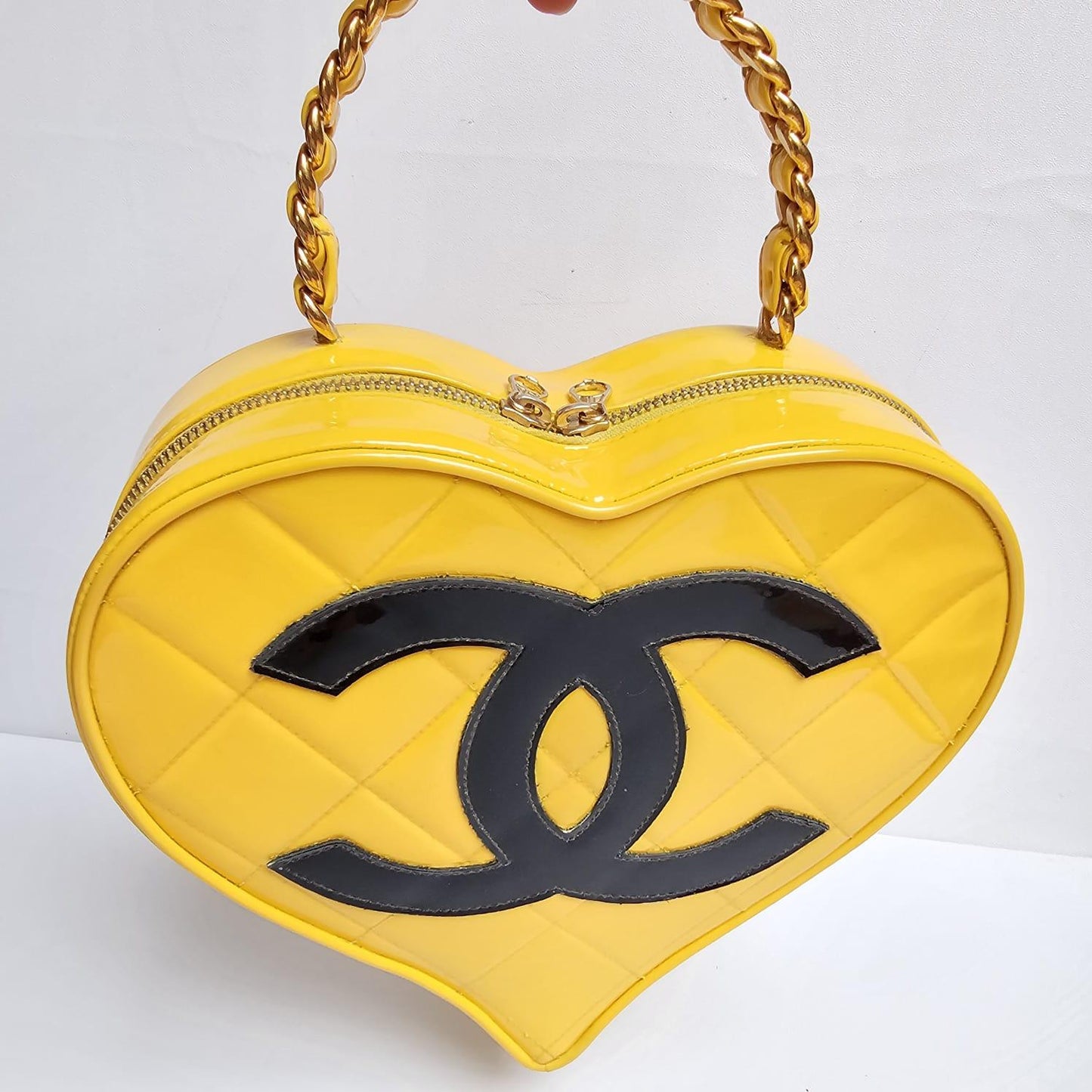 Chanel 1995 CC Yellow Heart Vanity Bag