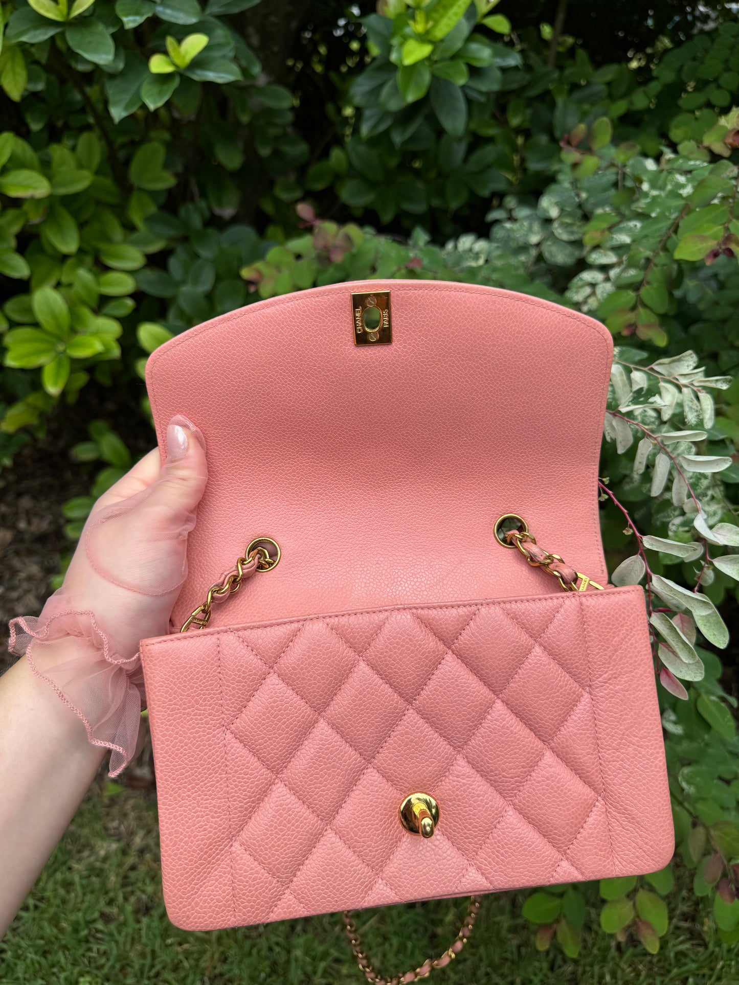 Chanel Rare Small Pink Caviar Diana Flap Bag