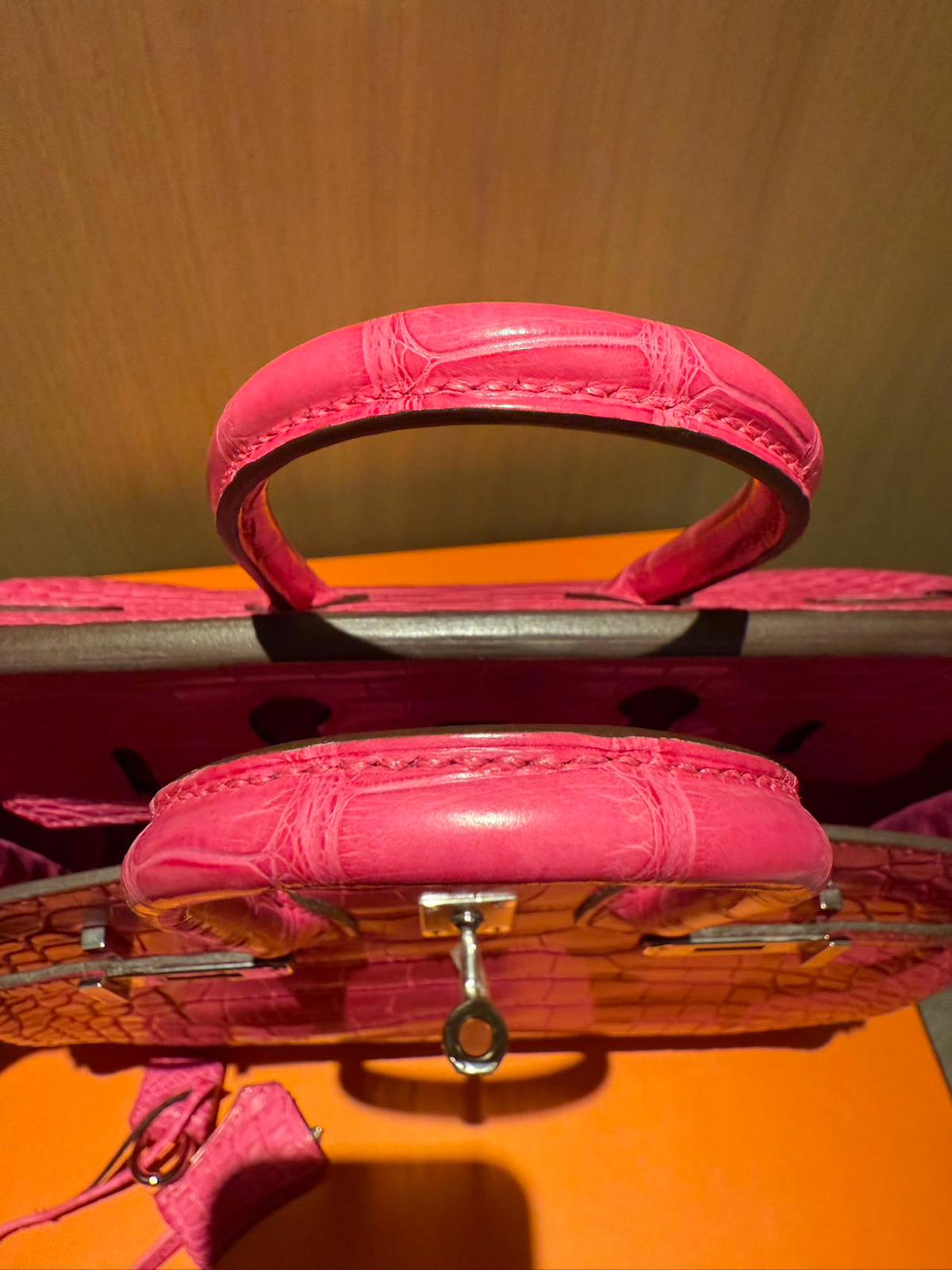 Hermes Rose Shocking Matte Alligator Birkin 25