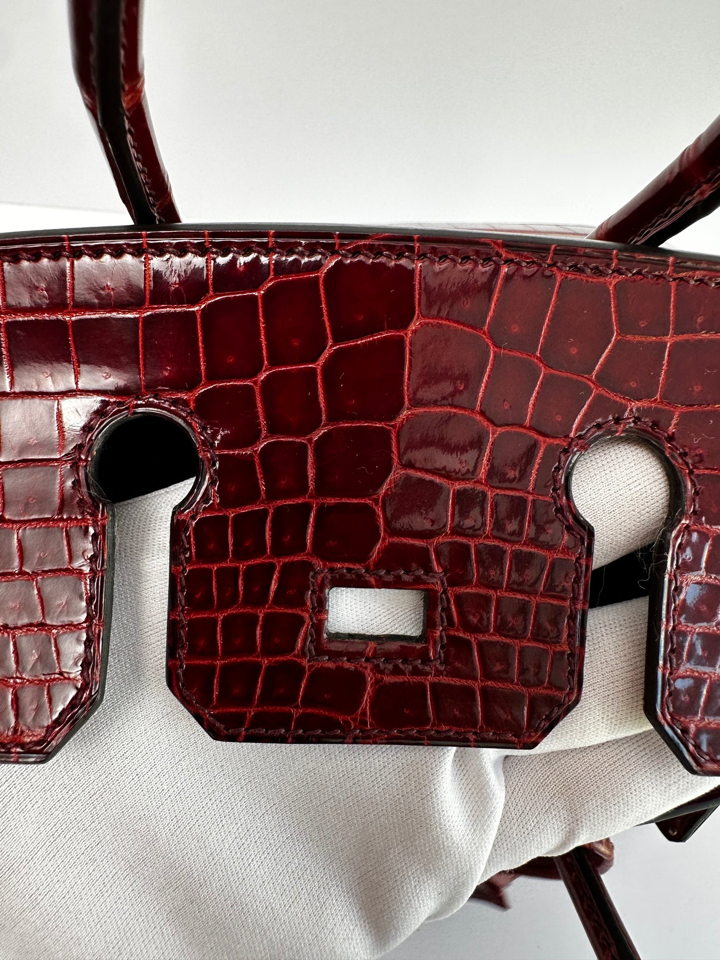 Hermes 2016 Bourgogne Shiny Niloticus Crocodile Birkin 25