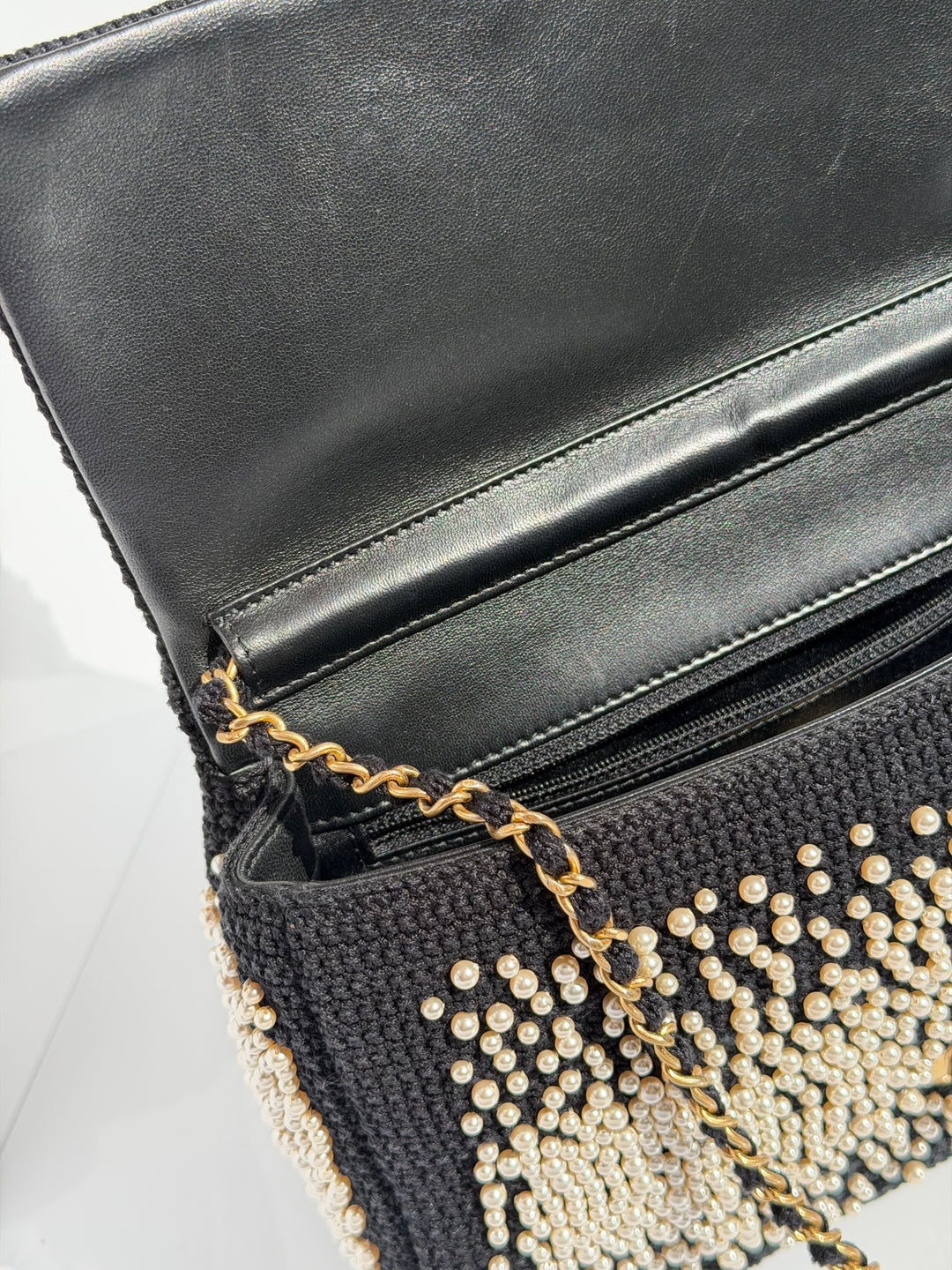 Chanel 17C Medium Flap Bag Pearl Embellished Gold Hardware 2017