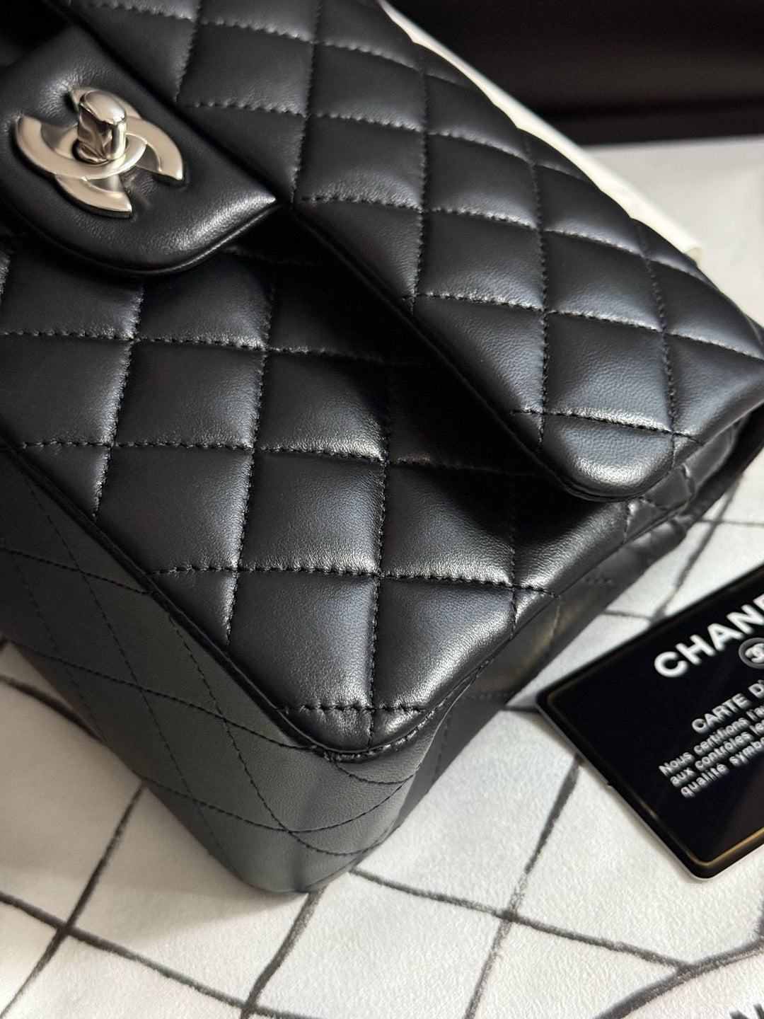 Chanel Small Classic Double Flap Lambskin Black Silver Hardware 2020