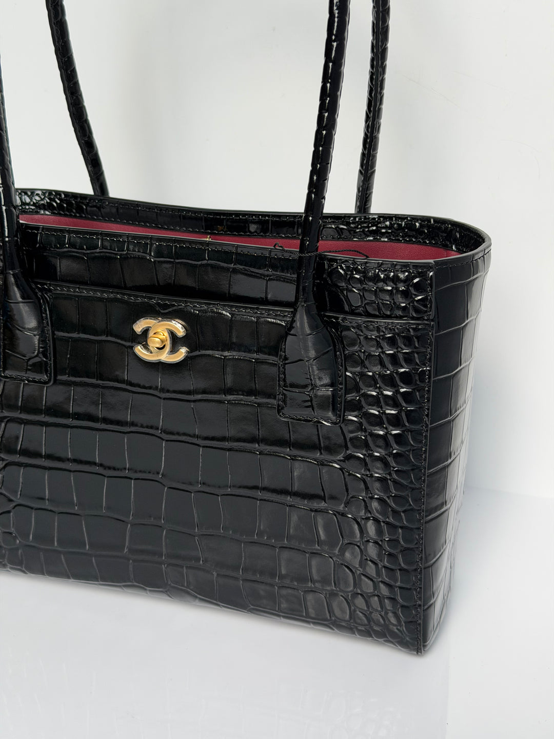 Chanel Mini Shopping Bag Crocodile Embossed Calfskin Black 2026