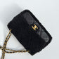 Chanel 24K Black Shearling Medium Flap Bag