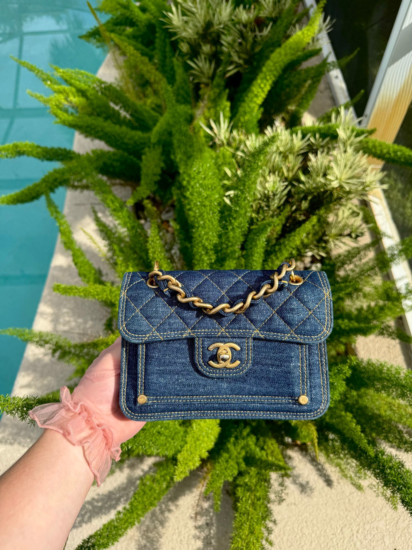 Chanel 23A Blue Denim Double You Crossbody