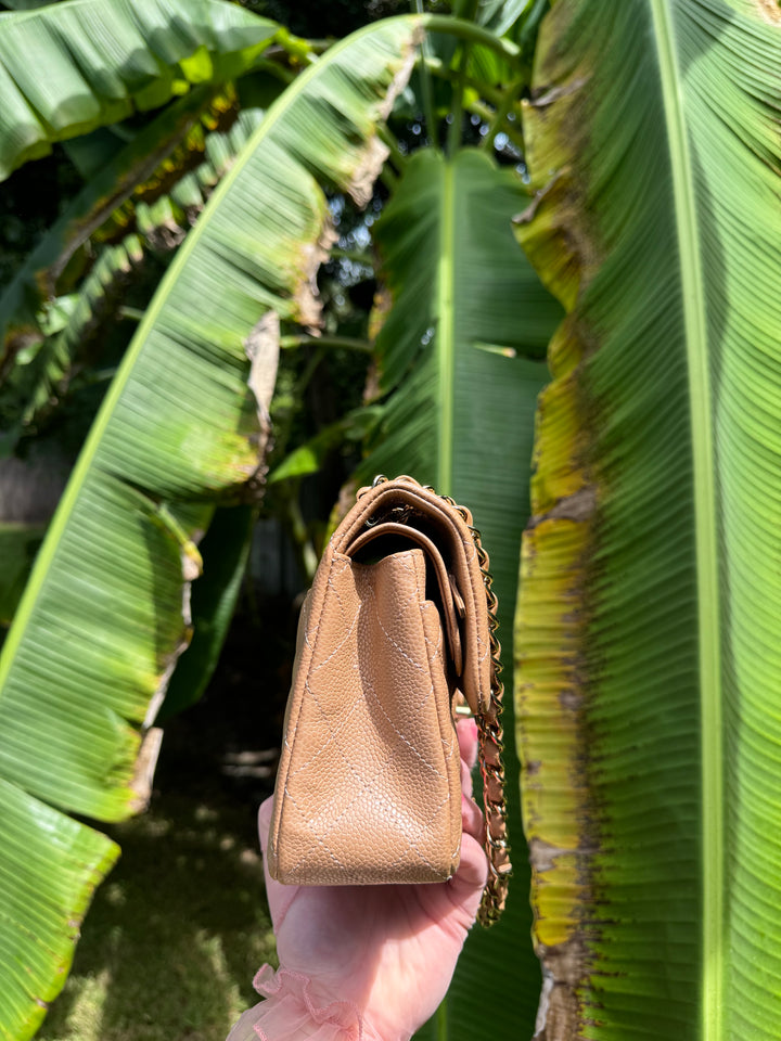 Chanel 18S Small Dark Beige Caviar Double Flap