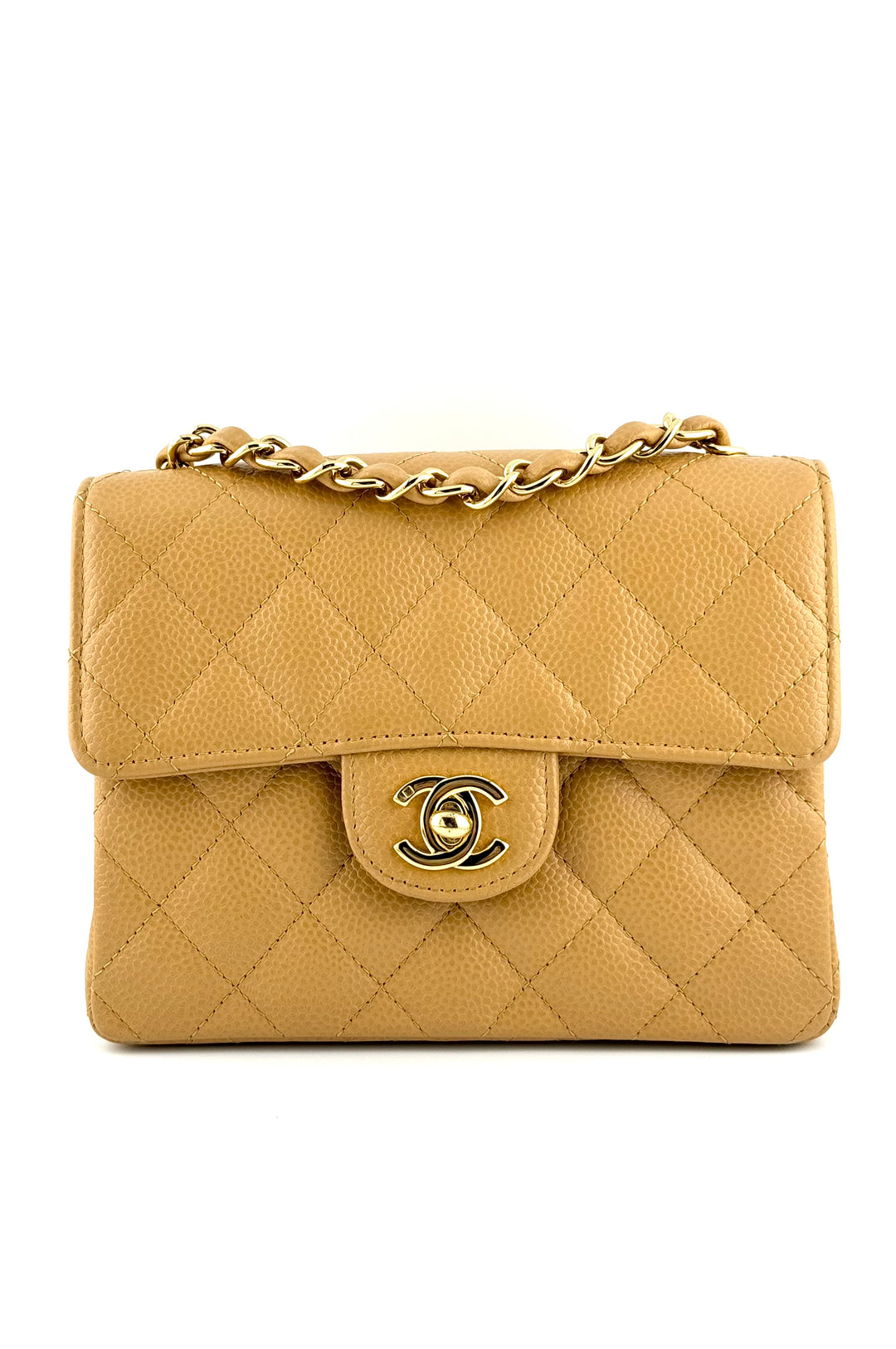 Chanel Dark Beige Vintage Mini Caviar Square Flap Bag