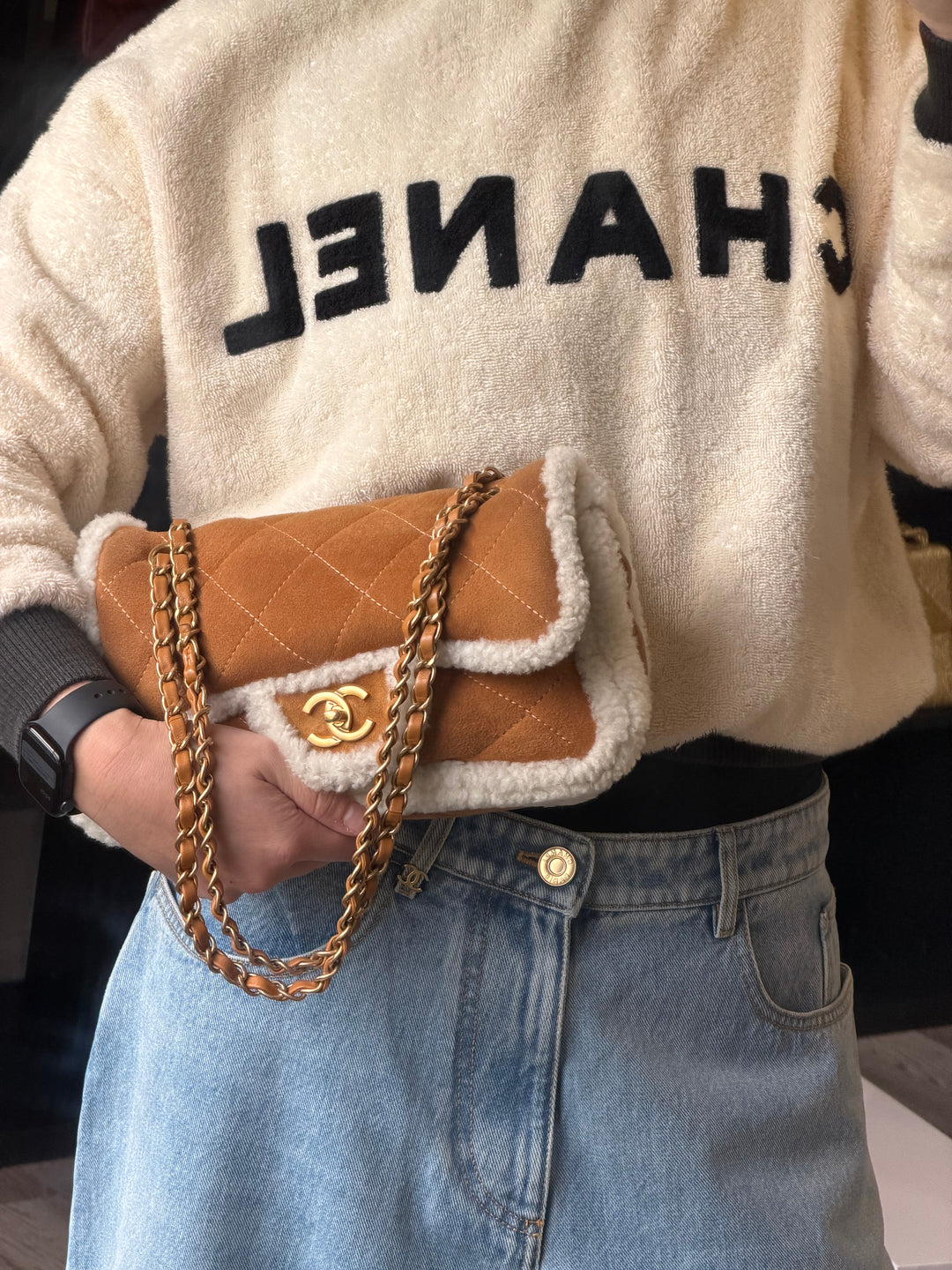 Chanel Medium Shearling Coco Neige Flap