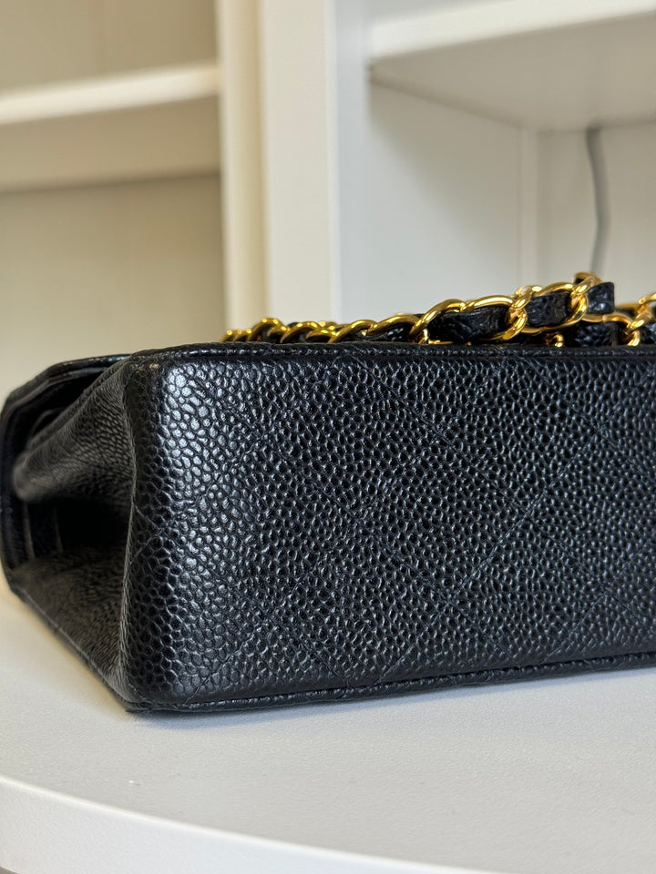 Chanel 6 Series Black Small Vintage Caviar Classic Flap Bag