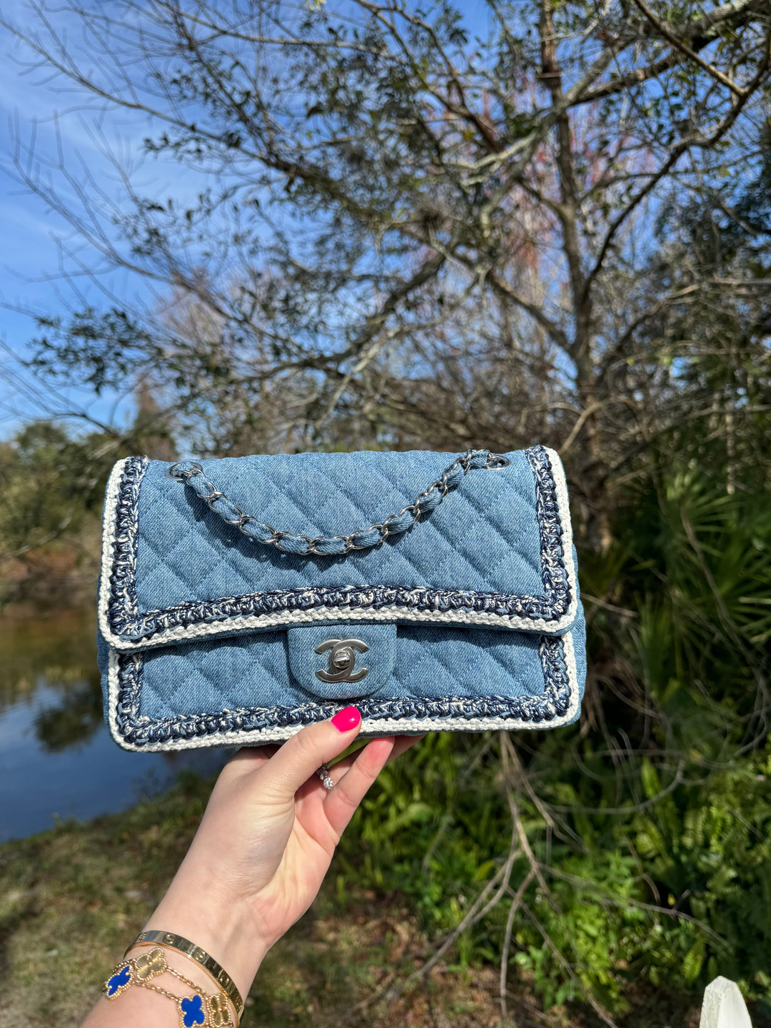 Chanel Medium Denim Braided Single Flap