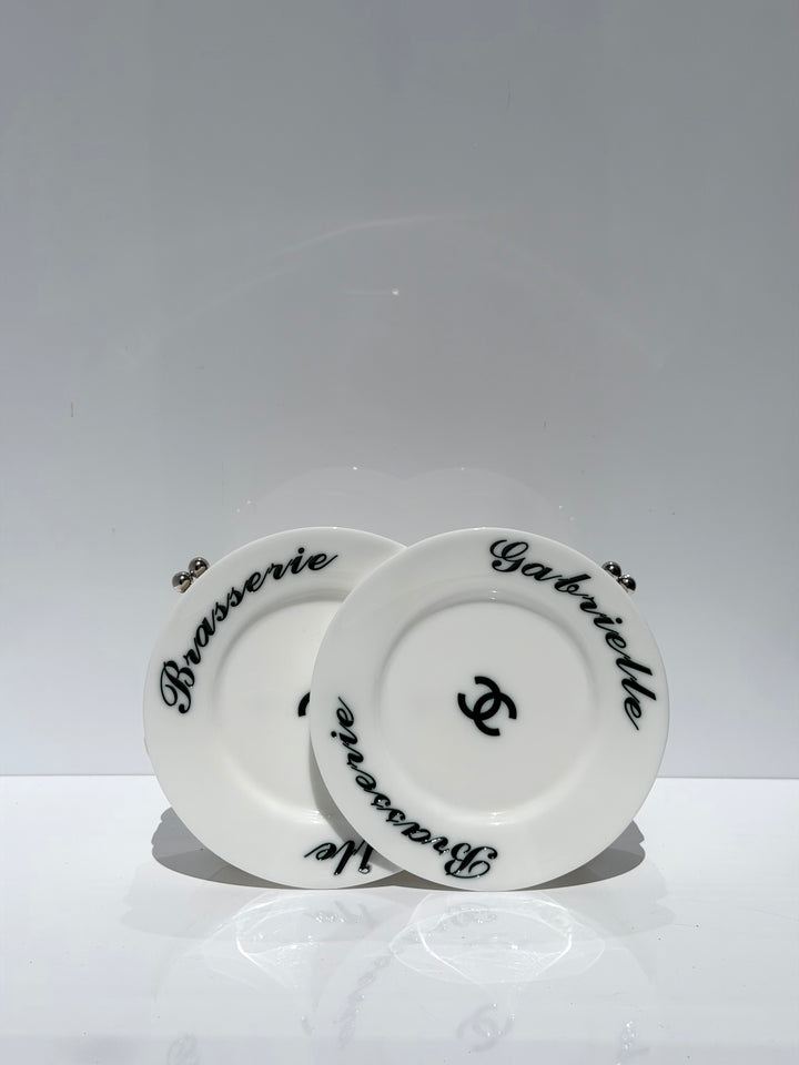 Chanel White Plexiglass Brasserie Gabrielle Plate Minaudière Silver Hardware 2015