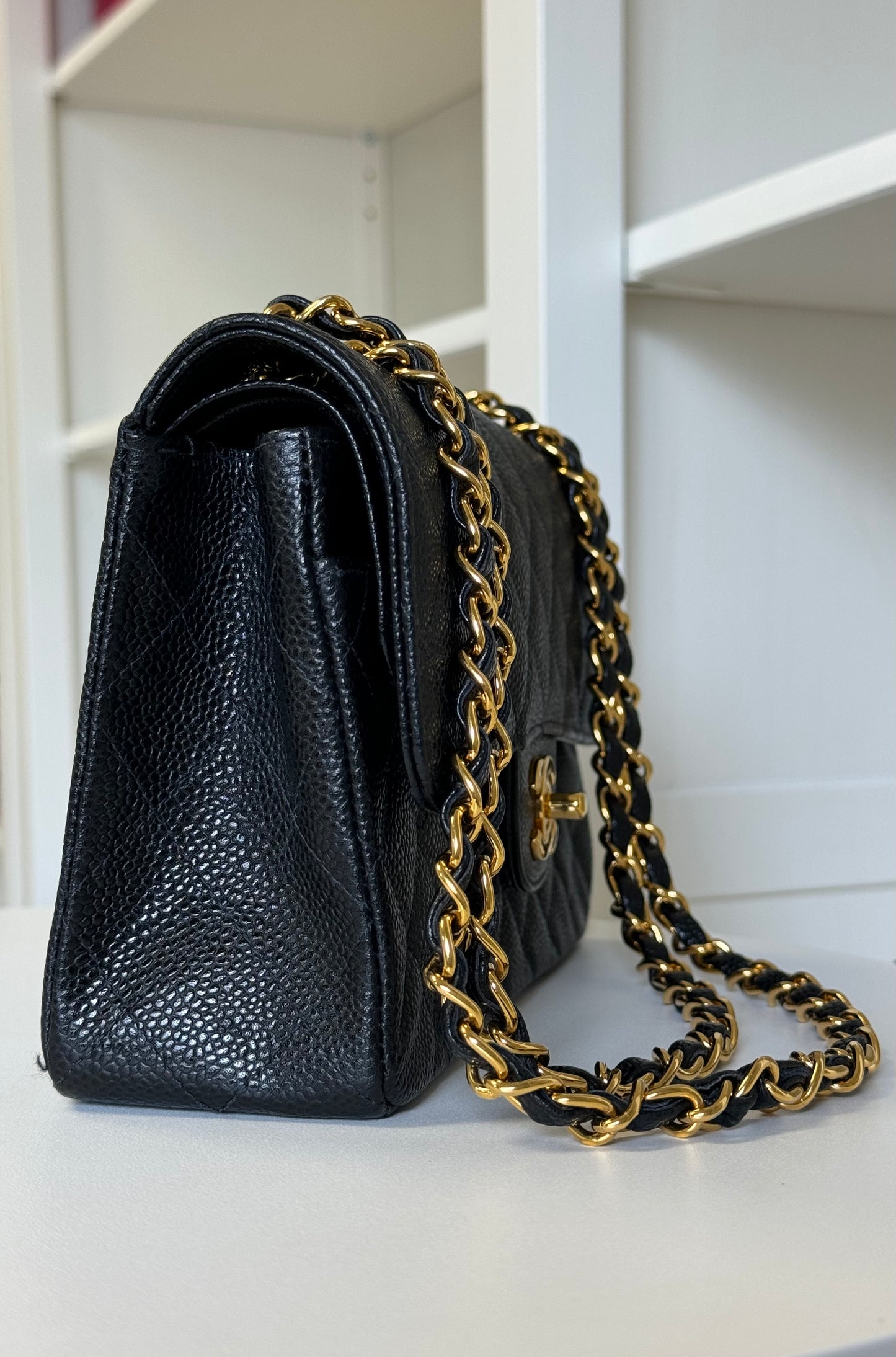 Chanel 6 Series Black Small Vintage Caviar Classic Flap Bag