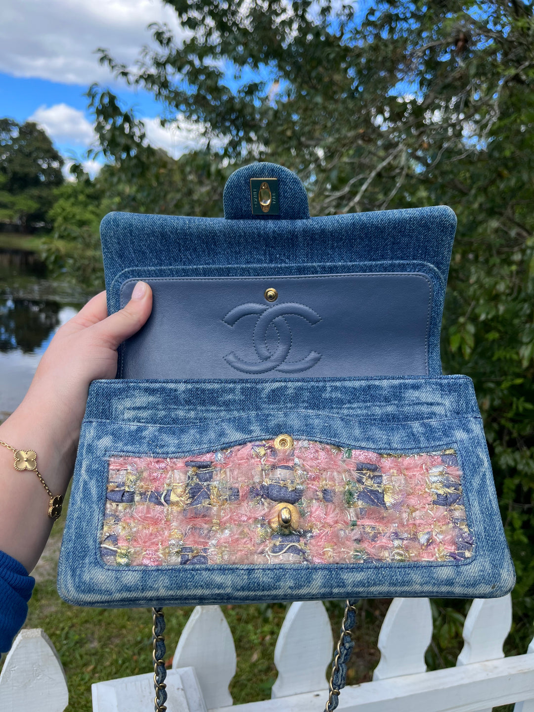 Chanel Tweed & Denim Medium Classic Flap Bag