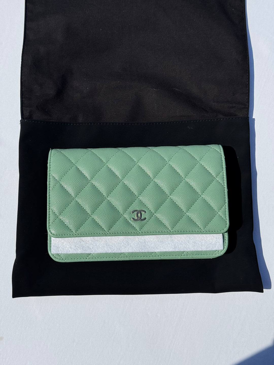 Chanel Light Green Caviar WOC