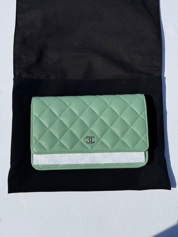 Chanel Light Green Caviar WOC