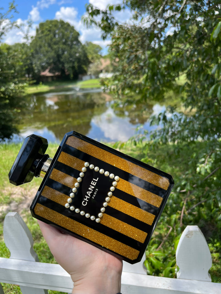 Chanel Perfume Bottle Minaudiere Pearl Embellished Plexiglass