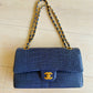 Chanel Navy Blue Matte Alligator Medium Classic Flap Bag