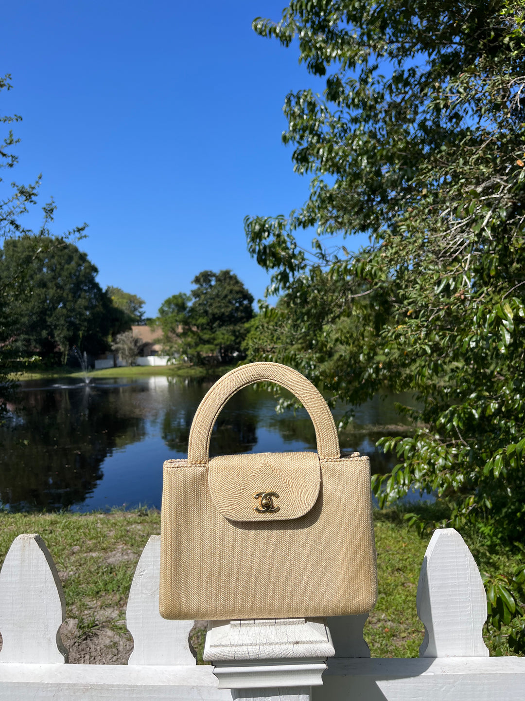 Chanel Vintage Medium Tan Rope Kelly Top Handle